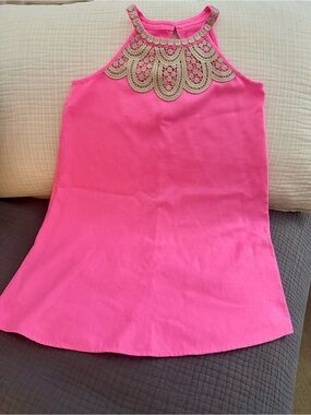 Pink Lilly Pulitzer Embellished Halter Neck Tank Top